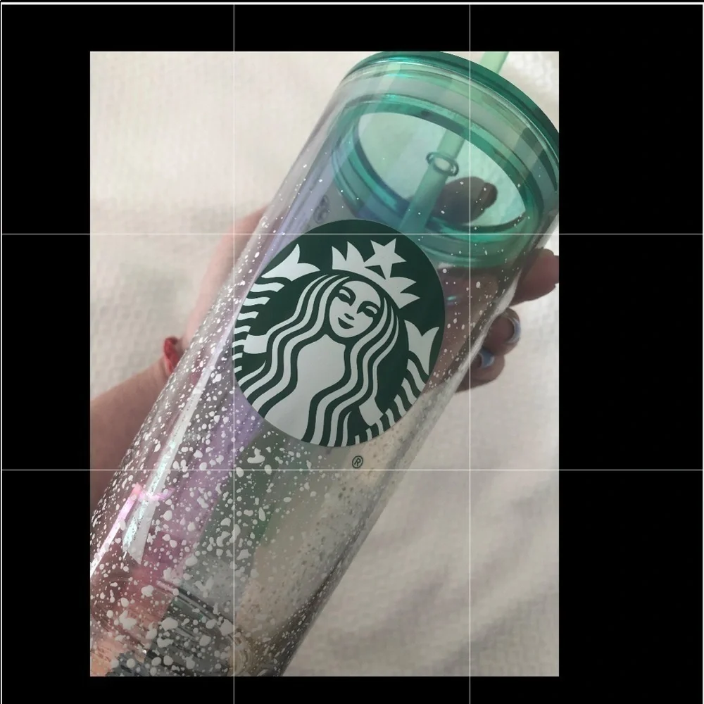 Starbuck Clear Speckle Snow Mint Glass Tumbler